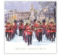 Tracks Publising Charity Christmas Cards Pack of 5 - Royal Marching Band in the Snow - Foil Finish - Festive Christmas Cards Multipack - In Aid of Rainbow Trust