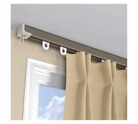 Tracks Single Curtain Rail Track Aluminum Ceiling Set, Seamless Sliding Curtain Rod, Room Divider Pole, For Straight Window, With Complete Accessories(Champagne,200cm/6.5ft (2 * 100cm))