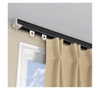 Tracks Single Curtain Rail Track Aluminum Ceiling Set, Seamless Sliding Curtain Rod, Room Divider Pole, For Straight Window, With Complete Accessories(Black,400cm(4 * 100cm))