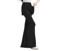 Tracksuit Bottoms Boys Age 12 - High Waist Flare Leggings Faux Two Piece Yoga For With Stretchy Athletic Casual Bottoms (Black 5-6 Years)