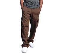 Tracksuit Bottoms Cargo Pants Baggy Sweatpants 27 Inside Leg Loose Fit Men's Clothes Joggers Zip Pockets Elasticated Waist Trousers for Men Jogging Bottoms Pants Plus Size Coffee