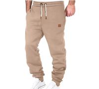 Tracksuit Bottoms Men Drawstring Waist Joggers with Pocket Cuffed Ankle Cargo Trousers Soft Comfy Sweatpants Gym Sessions Casual Runs Loungewear Khaki S