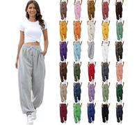 Tracksuit Bottoms Women Baggy Sweatpants Plain Baggy Fleece Cinch Bottom Straight Leg Jogger Plus Size Cuffed Joggers Womens Ladies Sportswear Petite Yoga Pants 2025 Fashion Gray