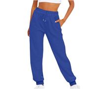 Tracksuit Bottoms Women Fleece Lined Trousers Women Cuffed Fleece Lined Straight Leg Jogger Size 12 Winter Trousers for UK Ladies Joggers Size 18 Wide Leg Sweatpants Workout Clothes Blue