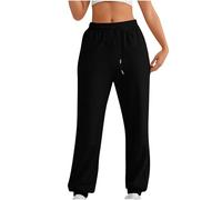Tracksuit Bottoms Women Ladies Stretch Trousers Plain Baggy Fleece Lined Tapered Leg Sweatpants Size 12 Fleece Lined Jogging Pants Women Ladies Gym Sportswear Joggers Active Wear Plus Size Black