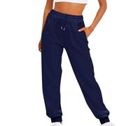 Tracksuit Bottoms Women Ladies Work Trousers Plain Baggy Fleece Lined Tapered Leg Jogger Size 18 Walking Trousers for Women Ladies Straight Leg Joggers Cargo Leggings Workout Clothes Navy