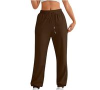 Tracksuit Bottoms Women Womens Work Trousers Plain Baggy Fleece Lined Tapered Leg Jogger Size 18 Womens Trousers Size 14 Ladies Stretch Flexi Pants Woman Clothes Dark Brown