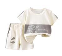 Tracksuit Boys Boys Casual Play Outfits Everyday Comfort Short Sleeve Set for Spring Summer Activities Ideal Toddler to 6 Years Grey