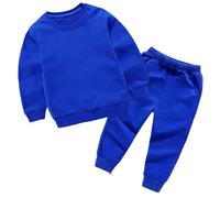 Tracksuit Children's Jogging Suit Sport Boys Baby Girls Clothing Winter Plain Long Sleeve Pullover Sweatshirt Trousers 2 Pieces Outfits Costume Set Boy Sportswear Tracksuit Dark Blue