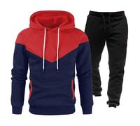Tracksuit for men, casual, comfortable tracksuit for sports, leisure and travel, the jogging bottoms and training jacket are breathable, quick drying, complete outfits for men, red, XL