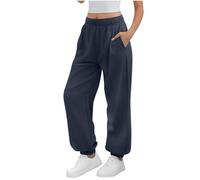 Tracksuit Joggers for Women Lightweight Drawstring Inside Waist Baggy Sweatpants Trousers with Pockets Casual Comfy Autumn Winter Warmth Buttoms Fashionable Workout Hiking Jounge Sweat Pants Navy