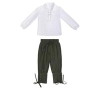 Tracksuit Kids Boys Sports Suit Jogging Suit Tracksuit Set Long Sleeve Outfit Medieval Set for Boys Shirt Ankle Pants Halloween Costume for Kids Scottish Jacobite Tops, Green, 8-10 Jahre