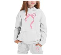 Tracksuit Kids Full Set Boys Girls Plain Hoodies and Joggers Clothes Sets 2 Piece Long Sleeve Oversized Hoodie Sweatshirts and Loose Sweatpants Bottom Jogging Pants Y2K Gym Activewear White