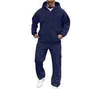 Tracksuit Mens Full Set Long Sleeve Hooded Sweatshirt and Sweatpants Set Hoodie Joggers Sets 2 Piece Fashion Comfy Sweatsuits for Sport UK Tracksuit (Navy, XXL)