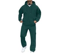Tracksuit Mens Full Set Long Sleeve Hooded Sweatshirt and Sweatpants Set Hoodie Joggers Sets 2 Piece Fashion Comfy Sweatsuits for Sport UK Tracksuit (Blackish Green, M)