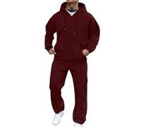Tracksuit Mens Full Set Long Sleeve Hooded Sweatshirt and Sweatpants Set Hoodie Joggers Sets 2 Piece Fashion Comfy Sweatsuits for Sport UK Tracksuit (Wine, L)