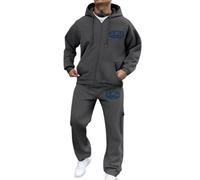 Tracksuit Mens Full Set Tracksuits Y2K Jogging Suit London Sweatsuit 2 Piece Autumn Light Tracksuits Sports Suits Matching Lounge Set Sweat Outfits Holiday Clothing (Grey, XL)