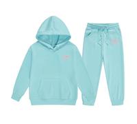 Tracksuit Set Kids Girls 2 Piece Oversized Outfit Comfy School Style Jogging Suit Joggers Sweatshirt and Sweatpants Y2K Letter Print Preppy Clothes Gym for Boys Sky Blue