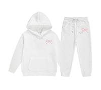 Tracksuit Set Kids Girls 2 Piece Oversized Outfit Comfy School Style Jogging Suit Joggers Sweatshirt and Sweatpants Y2K Letter Print Preppy Clothes Gym for Boys White