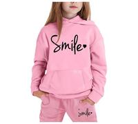 Tracksuit Set Kids Girls 2 Piece Oversized Outfit Costume Hooded Sweatpants Top Bottoms Baseball Plain Long Sleeve Winter Outfits Sport Streetwear Age 5-14 Years Pink
