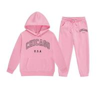 Tracksuit Set Kids Girls Age 1-10 Years Long Sleeve Hoodie Sweatshirt and Trousers Clothing Sets for Girls Fashion Spring Winter Cute School Casual Jogging Running Sport Streetwear (4-5 Years)