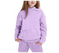 Tracksuit Set Kids Girls Casual Sweat Jacket Pants Outfits Comfy School Style Sweatshirt Boys Oversized Outfit Y2K Letter Print Preppy Clothes Activewear Fashion Purple