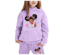 Tracksuit Set Kids Girls Casual Sweat Jacket Pants Outfits Long Sleeve Pullover Tie Dye Fleece Hooded Y2K Letter Print Preppy Clothes Gym for Boys Purple