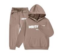 Tracksuit Set Kids Girls - Long Sleeve Pullover Sweatshirt and jogging Bottom Outfits Sets for Girls 2 Piece Fashion Y2K Boys Activewear Back to School Jumper Activewear (Khaki, 10-11 Years)