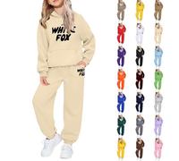 Tracksuit Set Kids Girls Long Sleeve Pullover Sweatshirt: Joggers and Hoodie Set Girls 2 Piece Outfit Long Sleeve Boys Y2K Activewear Back to School Activewear White F0X Tracksuit Kids