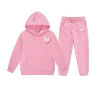 Tracksuit Set Kids Girls Sweatshirt and Cargo Pants Comfy School Style Jogging Suit Joggers Outfit Baseball Plain Top Bottoms Y2K Letter Print Preppy Clothes Sport Streetwear Age 5-14 Years Pink
