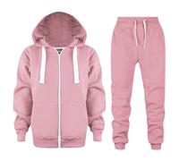 Tracksuit Set Kids Girls Sweatshirt Top+Bottom Comfy School Style Activewear Casual Baseball Plain Top Bottoms 2 Piece Outfits Sweatsuits Sport Streetwear Age 5-14 Years Pink