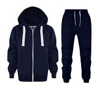 Tracksuit Set Kids Girls Sweatshirt Top+Bottom Comfy School Style Activewear Casual Baseball Plain Top Bottoms 2 Piece Outfits Sweatsuits Sport Streetwear Age 5-14 Years Dark Blue
