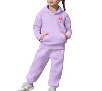 Tracksuit Set Kids Girls Sweatshirt Top+Bottom Costume Hooded Sweatpants Top Bottoms Jogging Track Suit Y2K Letter Print Preppy Clothes for Boys UK 2-13 Years Light Purple