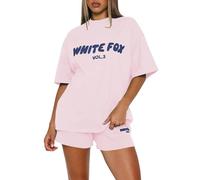 Tracksuit Sets For Women Uk Short Two Piece Outfit Womens Summer Letter Printed T Shirts Elastic Waist Jogger Shorts Sweatsuits Plus Size Loose Fit Casual Loungwear Jogging Suit For Ladies