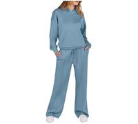 Tracksuit Womens Full Set 2 Piece Outfits 2024 Fall Winter Hoodie and Wide Straight Leg Pants With Pockets Lounge Wear Sets Ladies Tracksuit Sets Casual Co Ord Sets Gym Activewear Streetwear