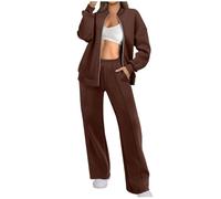 Tracksuit Womens Full Set 2 Piece Outfits 2025 Fall Winter Zip Up Sweatshirt Jacket and Wide Straight Leg Sweatpants Lounge Wear Sets Ladies Sweatsuit Leisure Suits Jogger Outfits Gym Activewear