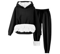 Tracksuit Womens Full Set 2 Piece Outfits Fleece Lined Sweatshirt Pullover Hoodie and Elastic Waist Drawstring Jogger Pant Loungewear Set Ladies Leisure Suits Sport Yoga Gym Workout Outfit