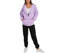Tracksuit Womens Full Set 2 Piece Outfits Full Zip Long Sleeve Hoodies Jackets eith Pockets and Cuff Sweatpants Contrast Color Fall Winter Co Ord Sets Plus Size Sports Home Lounge Wear