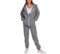 Tracksuit Womens Full Set 2 Piece Outfits Full Zip Long Sleeve Hoodies Jackets eith Pockets and Cuff Sweatpants Contrast Color Fall Winter Co Ord Sets Plus Size Sports Home Lounge Wear