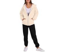 Tracksuit Womens Full Set 2 Piece Outfits Full Zip Long Sleeve Hoodies Jackets eith Pockets and Cuff Sweatpants Contrast Color Fall Winter Co Ord Sets Plus Size Sports Home Lounge Wear