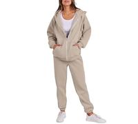 Tracksuit Womens Full Set 2 Piece Outfits Full Zip Long Sleeve Hoodies Jackets with Pockets and Cuff Sweatpants Contrast Color Fall Winter Co Ord Sets Plus Size Sports Home Lounge Wear