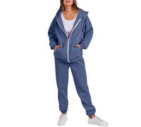 Tracksuit Womens Full Set 2 Piece Outfits Full Zip Long Sleeve Hoodies Jackets with Pockets and Cuff Sweatpants Contrast Color Fall Winter Co Ord Sets Plus Size Sports Home Lounge Wear