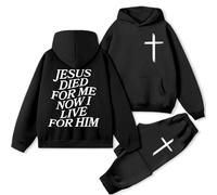 Tracksuit Womens Full Set Jesus Is The Way Truth Life Hoodie Two Piece Outfit Long Sleeve Oversized Sweatshirts Jogging Pants Lounge Outfits Casual Co Ord Sets Streetwear Tracksuits Comfort Activewear