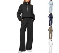 Tracksuit Womens Full Set Lounge Wear Sets 2 Piece Ladies Fleece Tracksuits Comfort Long Sleeve Activewear Zip Coat Tops Trousers Sets Fashion Casual Thermal Autumn Winter