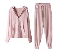 Tracksuit Womens Full Set Sale,Zip Up Hoodies 2 Piece Outfits Plain Long Sleeve Sweatshirt + Jogging Bottoms Casual Loose Sweat Suit Activewear with Pockets Yoga Gym Tracksuits Sets Leisure Fashion