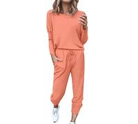 Tracksuit Womens Full Set Two Piece Outfit Long Sleeve Crewneck Pullover Tops and Long Pants Tracksuit Tops and Jogging Bottoms with Pockets Two Piece Outfit Plus Size Lounge Wear Sets Watermelon Red