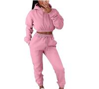 Tracksuit Womens Full Set UK,Ladies Hoodies and Jogging Bottoms Cropped Tracksuits Autumn Winter Teenager Girls Track Suit Running Walking Hiking Yoga Gym Set Two Piece Outfit