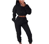 Tracksuit Womens Full Set UK,Ladies Hoodies and Jogging Bottoms Cropped Tracksuits Autumn Winter Teenager Girls Track Suit Running Walking Hiking Yoga Gym Set Two Piece Outfit