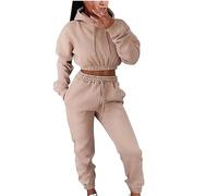 Tracksuit Womens Full Set UK,Ladies Hoodies and Jogging Bottoms Cropped Tracksuits Autumn Winter Teenager Girls Track Suit Running Walking Hiking Yoga Gym Set Two Piece Outfit