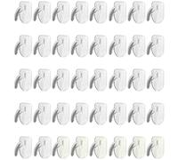 TRACOMPAN 40pcs Self Adhesive Hooks Self-Adhesive Plastic Hook | Clear Mini Removable No Damage Wall Small Sticky Hooks for Bathroom Kitchen Door Window, Strong Bathroom Towel Hook